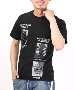 LUXSTYLE/3D加工ワッペンロゴプリントTシャツ/Tシャツ メンズ 半袖 メンズTシャツ ロゴ ワッペン 3D プリント トップス カットソー/505345913