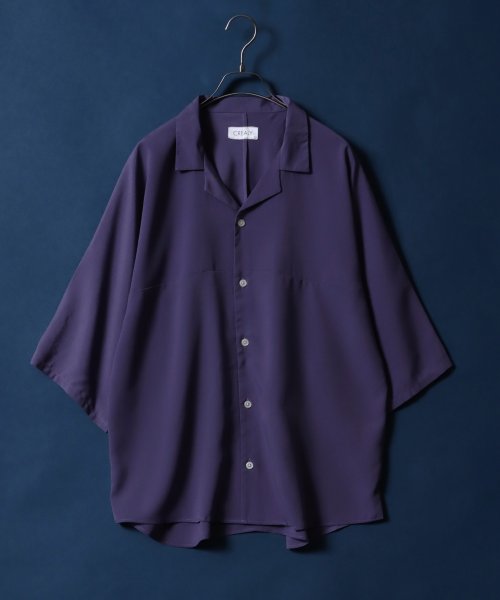 ANPAS(ANPAS)/【ANPAS】Amunzen Oversized Dolman Sleeve Open Collar Shirt/梨地 オーバーサイズ オープンカラーシャツ/パープル