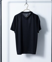 Nylaus select(ナイラスセレクト)/吸汗速乾 パイピングライン柄 ドライTシャツ/ブラック