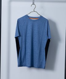 Nylaus select(ナイラスセレクト)/吸汗速乾 カチオン杢 サイド切り替え ドライTシャツ/ブルー