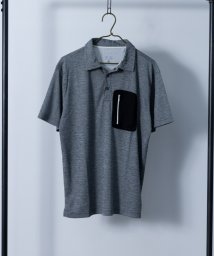 Nylaus select(ナイラスセレクト)/吸汗速乾 カチオン杢 異素材ポケット ドライポロシャツ/チャコールグレー