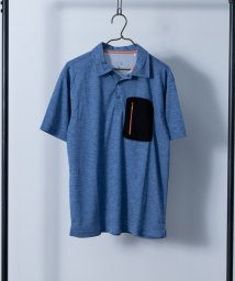 Nylaus select(ナイラスセレクト)/吸汗速乾 カチオン杢 異素材ポケット ドライポロシャツ/ブルー