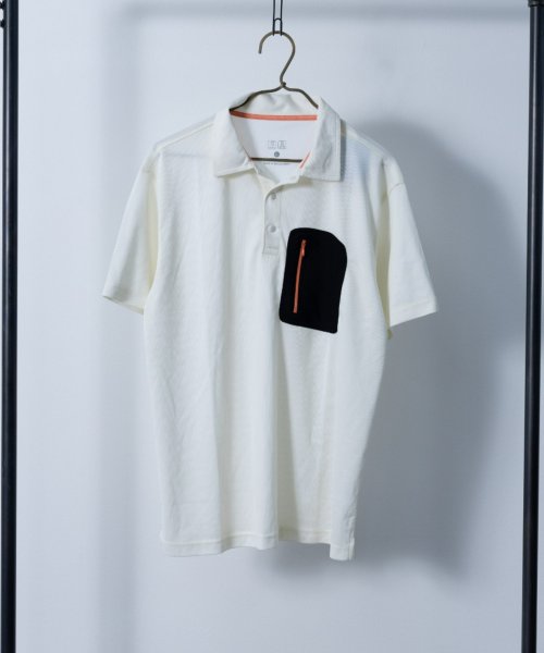 Nylaus select(ナイラスセレクト)/吸汗速乾 カチオン杢 異素材ポケット ドライポロシャツ/オフホワイト