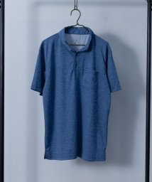 Nylaus select(ナイラスセレクト)/吸汗速乾 カチオン杢 ボタンダウン ドライポロシャツ/ブルー
