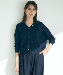 NIJYUSANKU（LARGE SIZE）(２３区（大きいサイズ）)/【洗える】シアーコットンナイロン Vネック カーディガン/ネイビー系