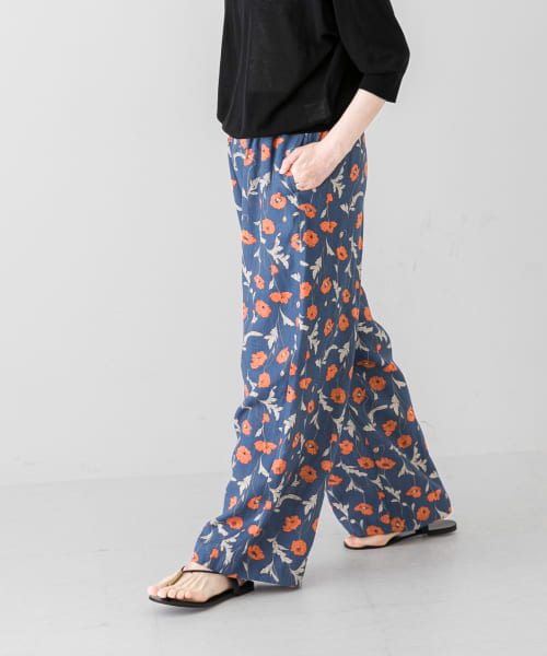 クーポン利用で1000円OFF かぐれ フラワープリント リネン イージー