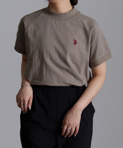 Ranan(ラナン)/U.S. POLO ASSN./ユーエスポロアッスン　綿１００％プチハイネックＴシャツ/モカ