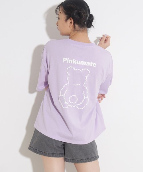 PINK-latte(ピンク　ラテ)/【130cmサイズあり】バッククマちゃんTシャツ/ライトパープル（081）