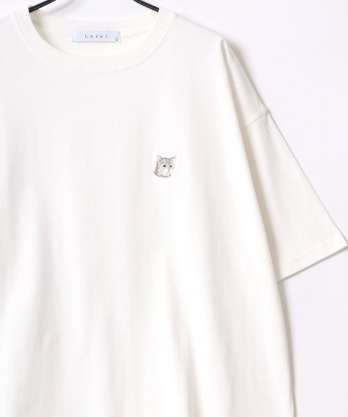 LAZAR(ラザル)/【Lazar】別注 Animal One Point Embroidery T－Shirt/オーバーサイズ ワンポイント刺繍 半袖Tシャツ/リンガー/柄A