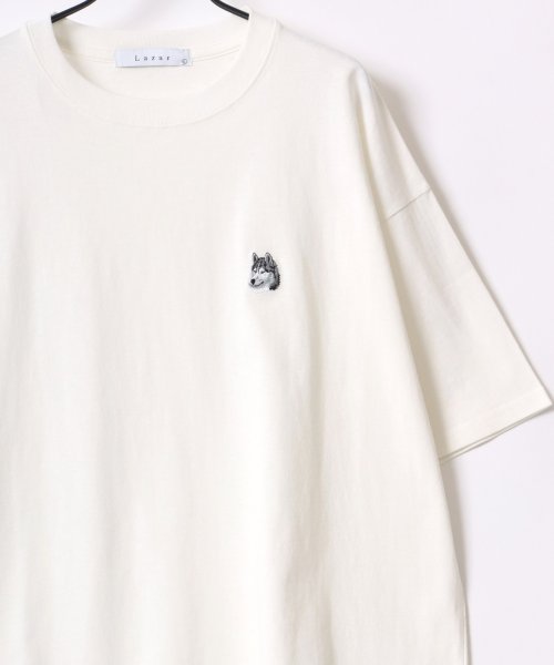 LAZAR(ラザル)/【Lazar】別注 Animal One Point Embroidery T－Shirt/オーバーサイズ ワンポイント刺繍 半袖Tシャツ/リンガー/柄D