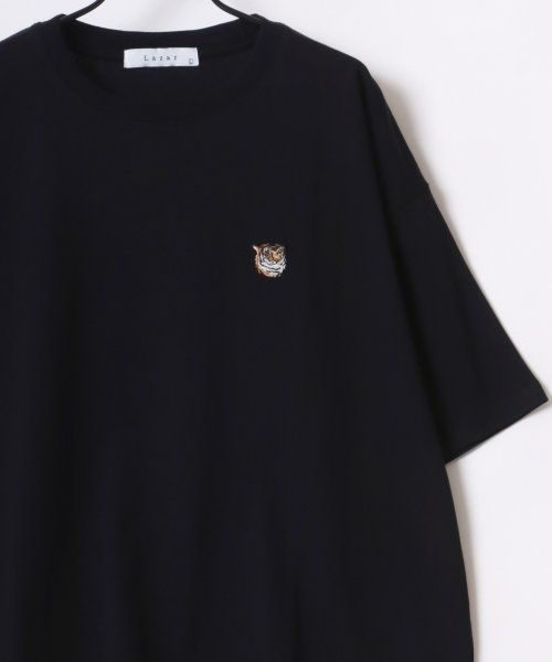 LAZAR(ラザル)/【Lazar】別注 Animal One Point Embroidery T－Shirt/オーバーサイズ ワンポイント刺繍 半袖Tシャツ/リンガー/柄2
