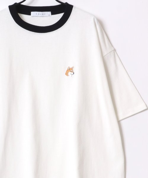 LAZAR(ラザル)/【Lazar】別注 Animal One Point Embroidery T－Shirt/オーバーサイズ ワンポイント刺繍 半袖Tシャツ/リンガー/柄6