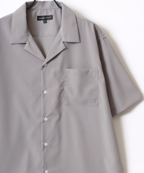 SITRY(SITRY)/【SITRY】Drape Open Collar Shirt/ドレープ オープンカラー 半袖シャツ/メンズ シャツ トップス きれいめ カジュアル/ライトグレー