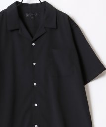 LAZAR(ラザル)/【Lazar】オーバーサイズ ドレープ オープンカラー 半袖シャツ/アロハシャツ/無地/総柄/ストライプ/クレイジーパターン/クレリック/ブラック