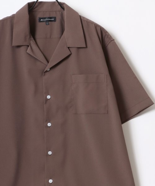 SITRY(SITRY)/【SITRY】Drape Open Collar Shirt/ドレープ オープンカラー 半袖シャツ/メンズ シャツ トップス きれいめ カジュアル/ブラウン