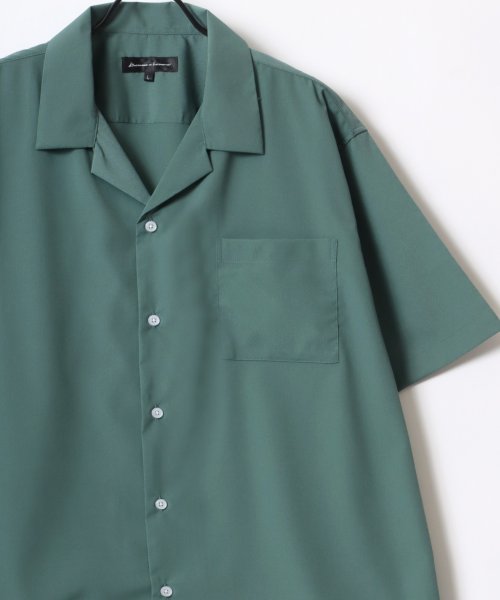 SITRY(SITRY)/【SITRY】Drape Open Collar Shirt/ドレープ オープンカラー 半袖シャツ/メンズ シャツ トップス きれいめ カジュアル/グリーン