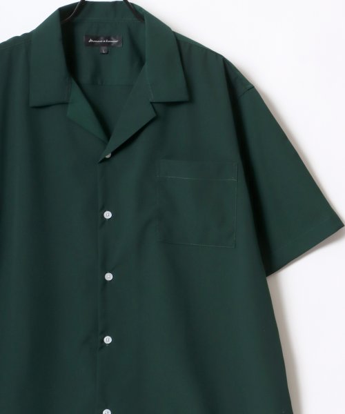 SITRY(SITRY)/【SITRY】Drape Open Collar Shirt/ドレープ オープンカラー 半袖シャツ/メンズ シャツ トップス きれいめ カジュアル/ダークグリーン