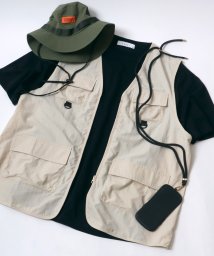 LAZAR(ラザル)/【Lazar】Oversize Nylon Fishing Vest/オーバーサイズ ナイロン フィッシングベスト/ベージュ