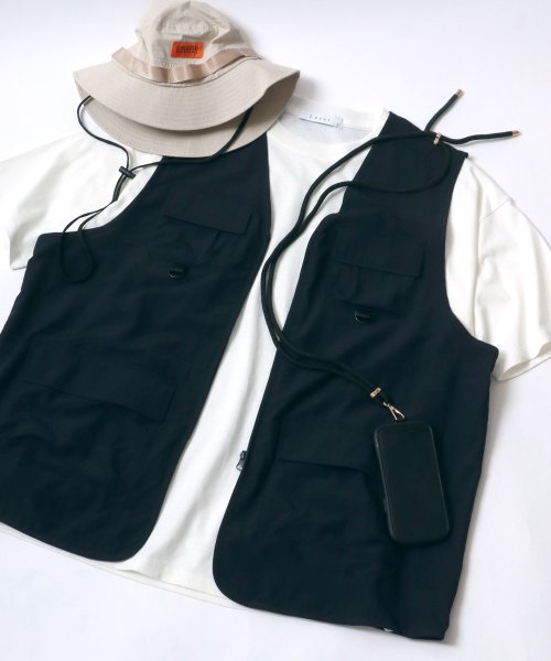 LAZAR(ラザル)/【Lazar】Oversize Nylon Fishing Vest/オーバーサイズ ナイロン フィッシングベスト/ネイビー