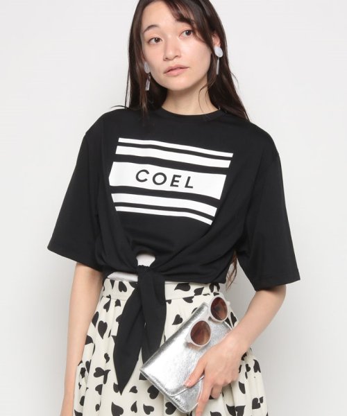 COEL(コエル)/前結びプリントTシャツ/ブラック