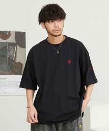 SB Select(エスビーセレクト)/U.S. POLO ASSN. ワンポイントロゴ刺繍クルーネック半袖ビッグTシャツ ブランド/ブラック