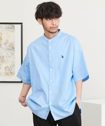 SB Select(エスビーセレクト)/U.S. POLO ASSN. ワンポイントロゴバンドカラー半袖シャツ ブランド/ブルー