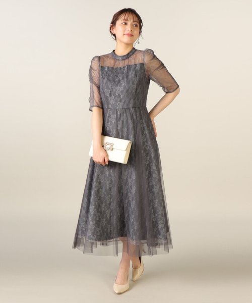 セール】【美人百花8月号掲載】《お呼ばれドレス》レース×チュール 