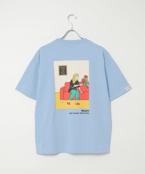 VENCE　EXCHANGE(ヴァンス　エクスチェンジ)/花束刺繍女子Tシャツ/ブルー