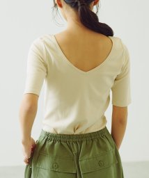 NICE CLAUP OUTLET(ナイスクラップ　アウトレット)/【pual ce cin】【earthy】バックシャン半袖Tシャツ/オフ