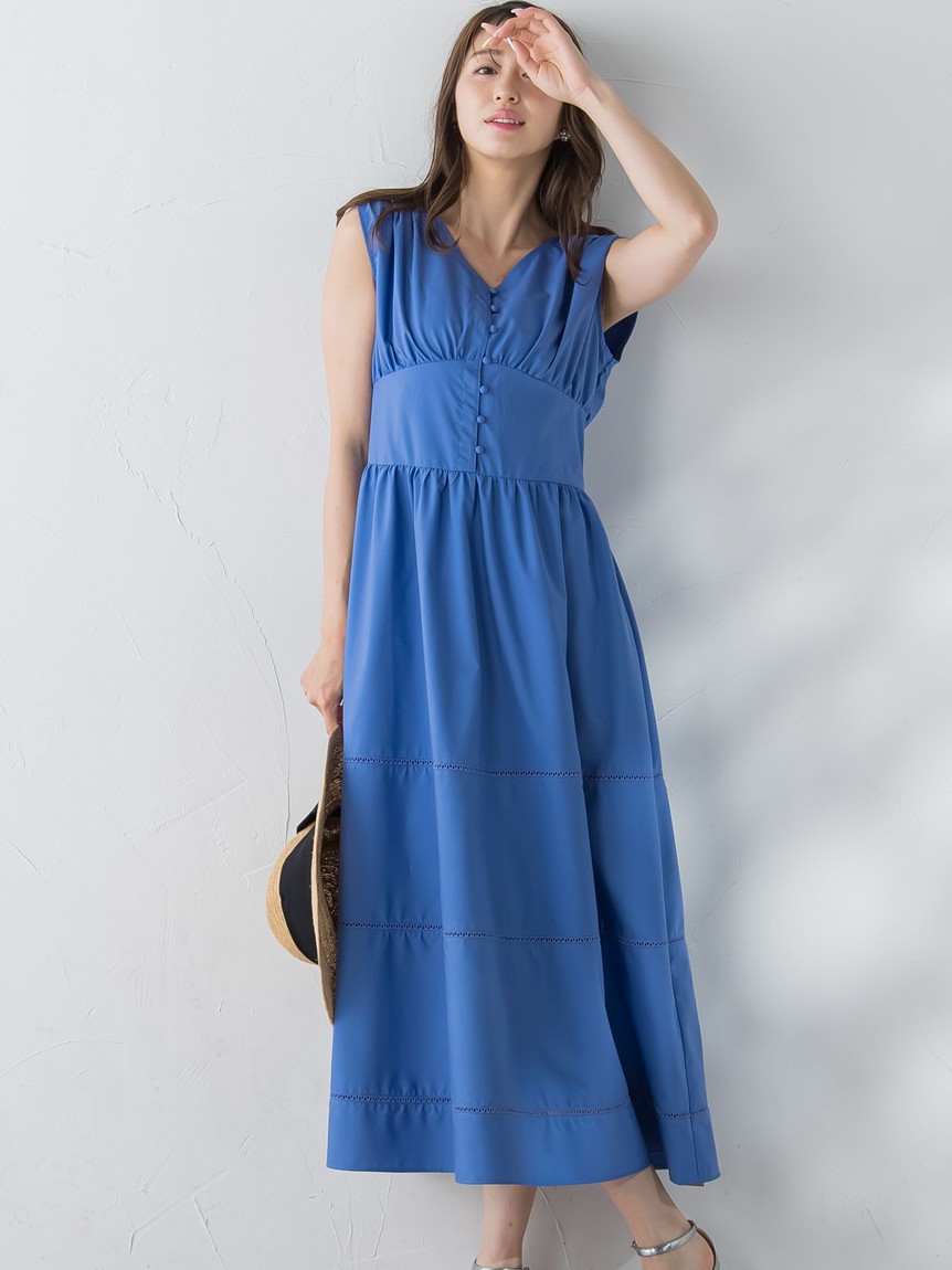 セール】レース切り替えノースリワンピース≪洗濯機で洗える