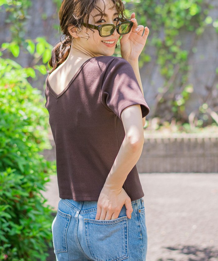 セール】【着回し力抜群】テレコバックオープンTシャツ《洗濯機で