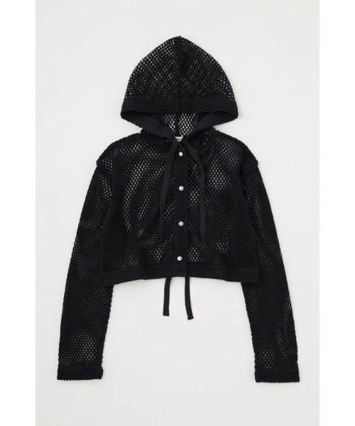 moussy(マウジー)/MESH HOODIE カーディガン/BLK