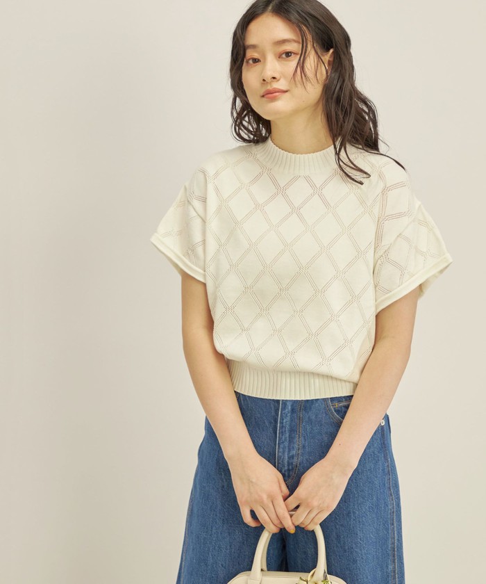 セール】〈手洗い可能〉ハイゲージ 透かし編み プルオーバー(505350926