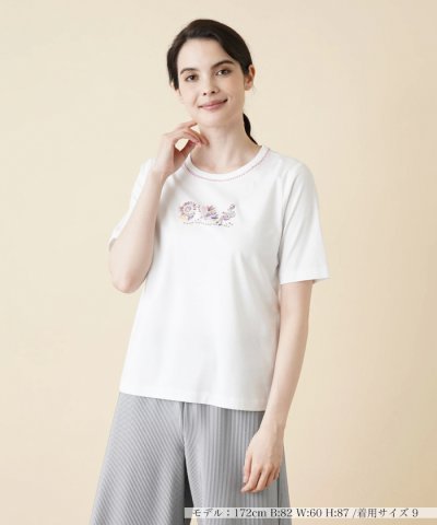 モチーフ刺繍半袖Tシャツ【Leilian WHITE LABEL】