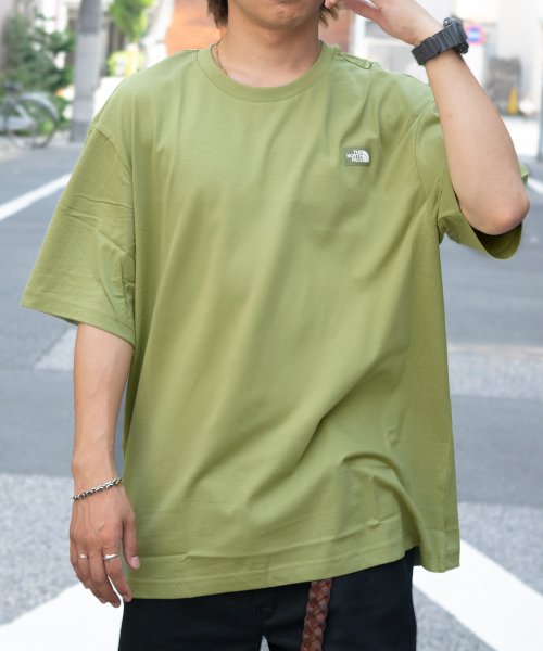 THE NORTH FACE(ザノースフェイス)/THE NORTH FACE ノースフェイス COTTON OVERFIT Tシャツ カジュアル コットン トップス 半袖 オーバーフィット Mサイズ/グリーン