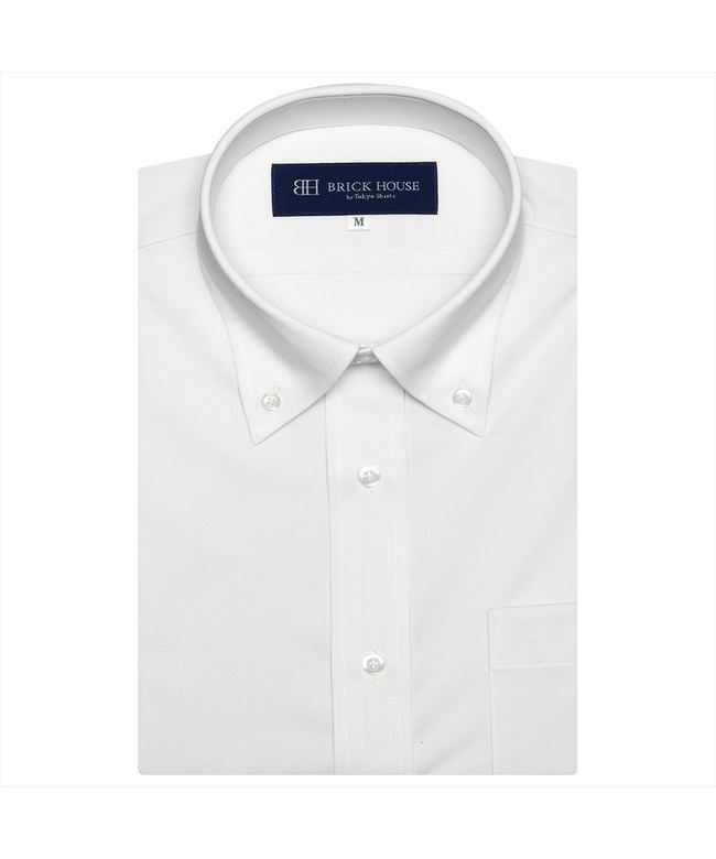 【ネイビー】(M)【持続涼感】 COOL SILVER(R) ボタンダウンカラーカラー 半袖 形態安定 ニットシャツ