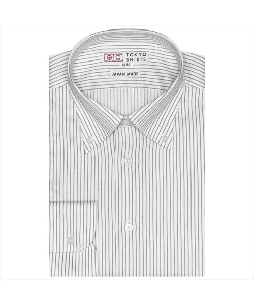 TOKYO SHIRTS(TOKYO SHIRTS)/【国産しゃれシャツ】 ボタンダウン 長袖 形態安定 ワイシャツ 綿100%/クロ・グレー