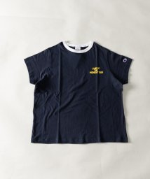 Nylaus(ナイラス)/Champion コットンUSA ワンポイント ロゴプリント  リンガーTシャツ/ネイビー