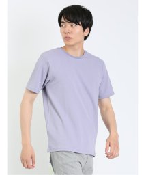 TAKA-Q(タカキュー)/ふくれジャガード チェック柄 クルーネック 半袖 メンズ Tシャツ カットソー カジュアル インナー ビジネス ギフト プレゼント/パープル