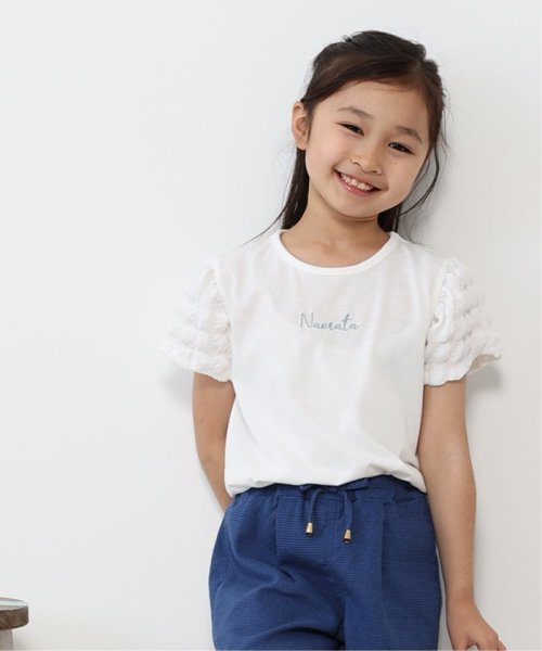 ikka kids(イッカ　キッズ)/袖異素材刺繍ロゴTシャツ（120〜160cm）/オフホワイト