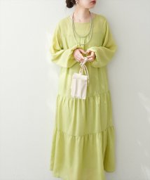 OLIVE des OLIVE(オリーブデオリーブ)/【natural couture】シワ加工ティアードワンピース/イエロー