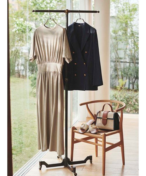 セール】ウエストギャザーカットマキシワンピース【ウォッシャブル