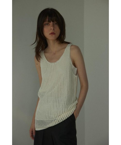 BLACK BY MOUSSY(ブラックバイマウジー)/mesh knit tanktop/WHT