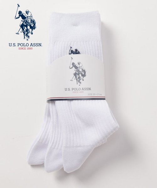 US POLO ASSN(US POLO ASSN)/C.白無地 U.S. POLO ASSN. 刺繍3P/ホワイト系