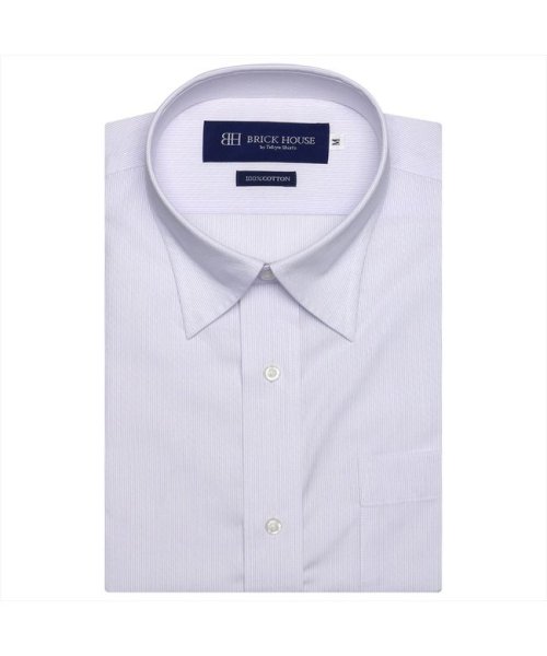 TOKYO SHIRTS(TOKYO SHIRTS)/形態安定 スナップダウンカラー 綿100% 半袖ワイシャツ/パープル