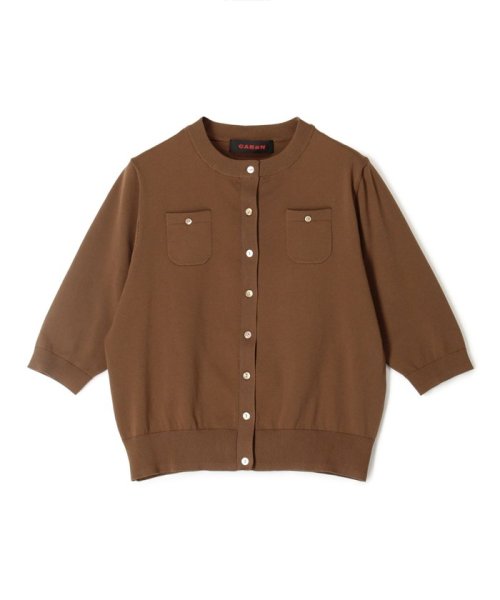 CABaN ファインポリエステル ハーフスリーブポケットカーディガン 