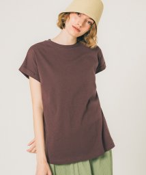 coca(コカ)/袖ロールアップクルーネックTシャツ/BROWN