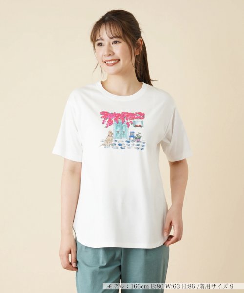 Leilian(レリアン)/刺繍プリントTシャツ【Leilian WHITE LABEL】/アイボリー