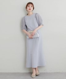 NICE CLAUP OUTLET(ナイスクラップ　アウトレット)/【every very nice claup】異素材メッシュスリーブドレス/サックス