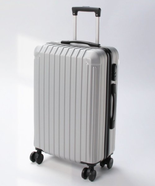 【2size展開】【軽量】スマートユニセックスキャリーケース/キャリーバッグ/スーツケース 内側：X伸縮バンド付 ファスナーポケット2カ所 360度回転＆静音ダブルキャスター